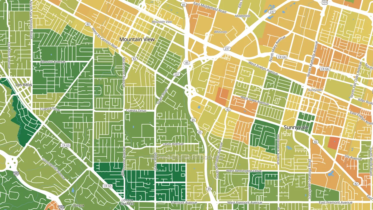 Martens-Carmelita, Mountain View, CA block-group voter-turnout map