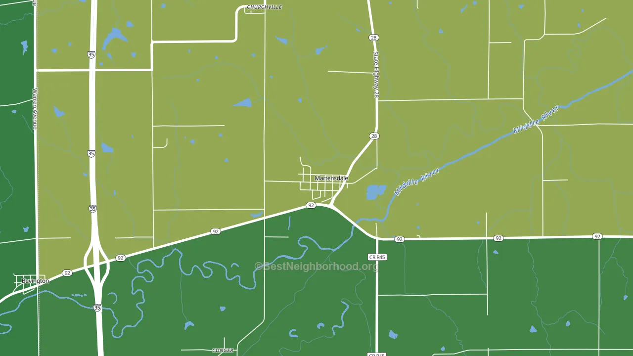Martensdale, IA block-group voter-turnout map