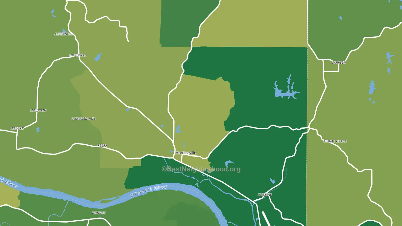 Marthasville, MO block-group voter-turnout map