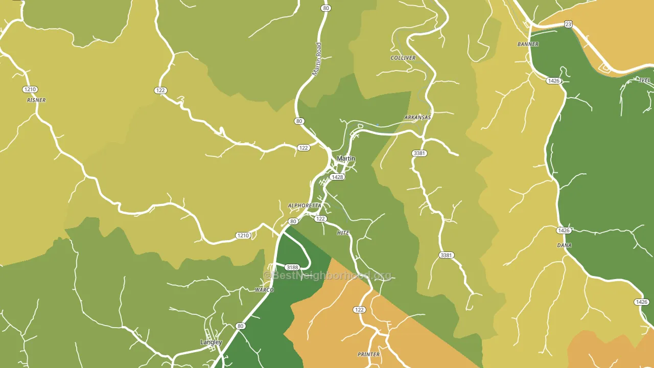 Martin, KY block-group voter-turnout map