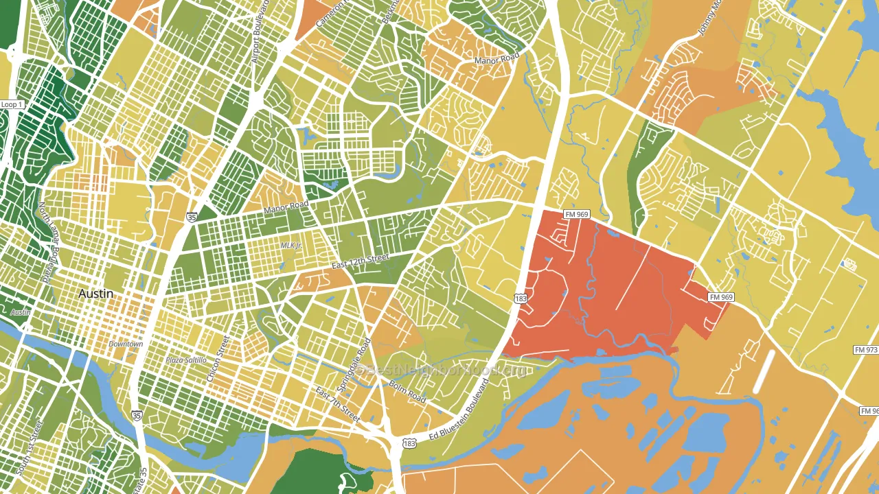 Martin Luther King, Austin, TX block-group voter-turnout map