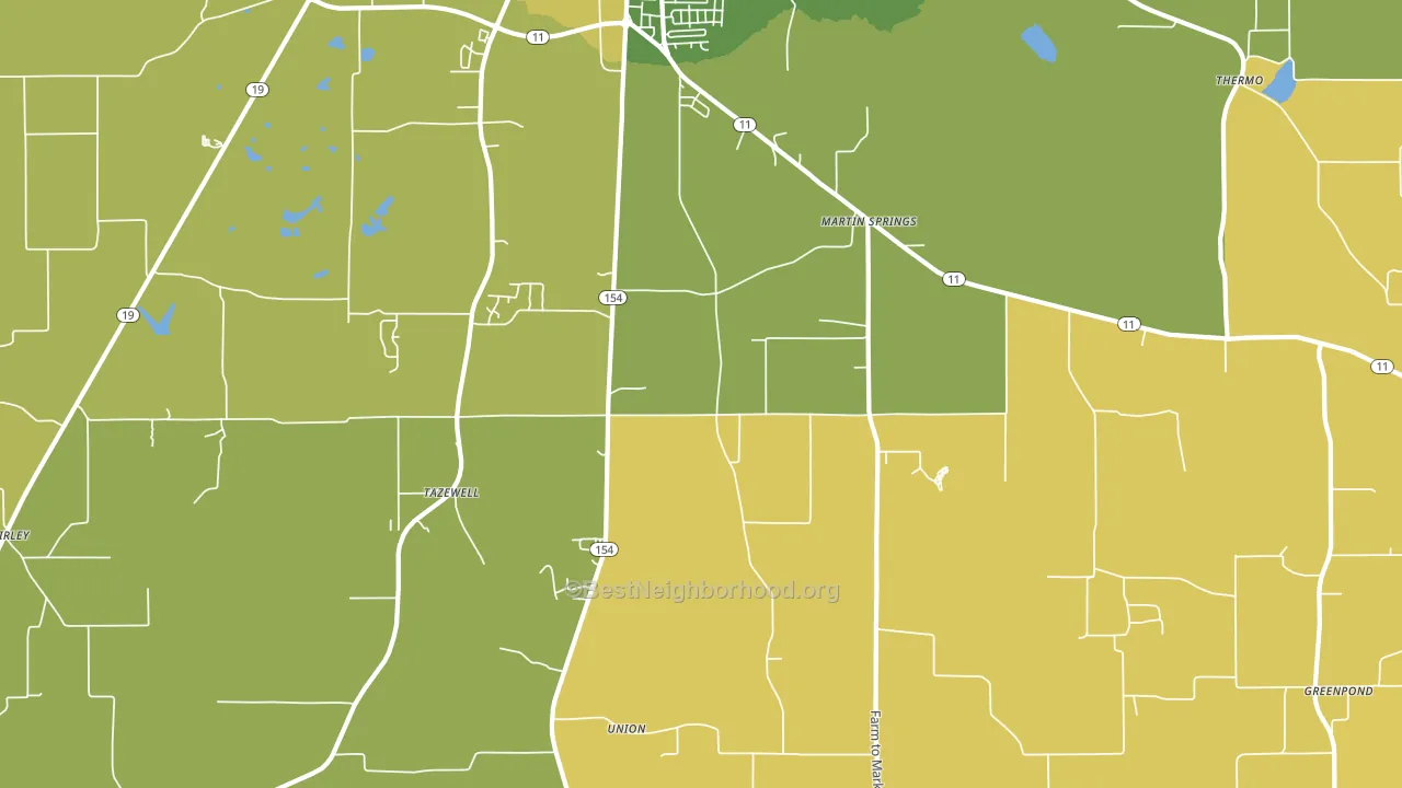 Martin Springs, TX block-group voter-turnout map