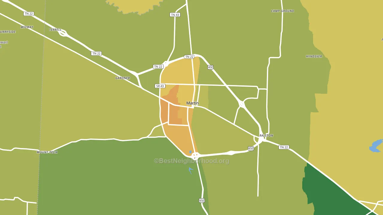 Martin, TN block-group voter-turnout map