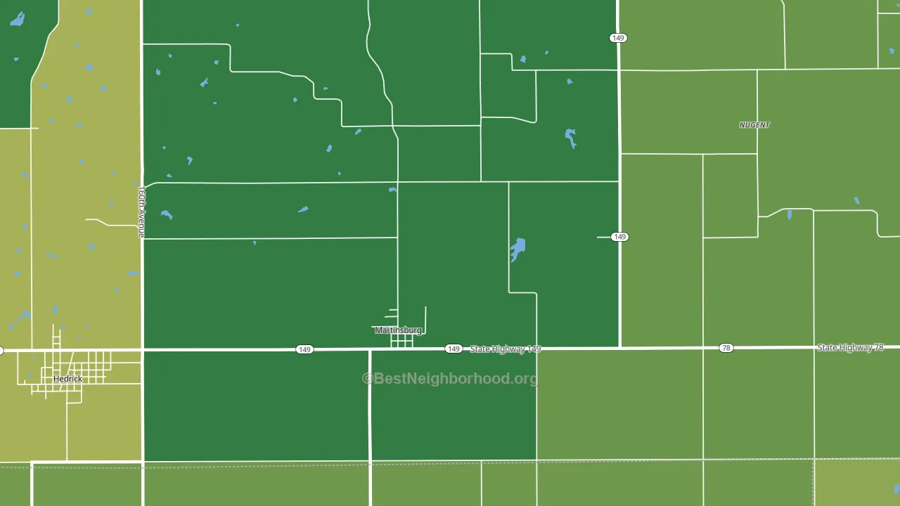Martinsburg, IA block-group voter-turnout map
