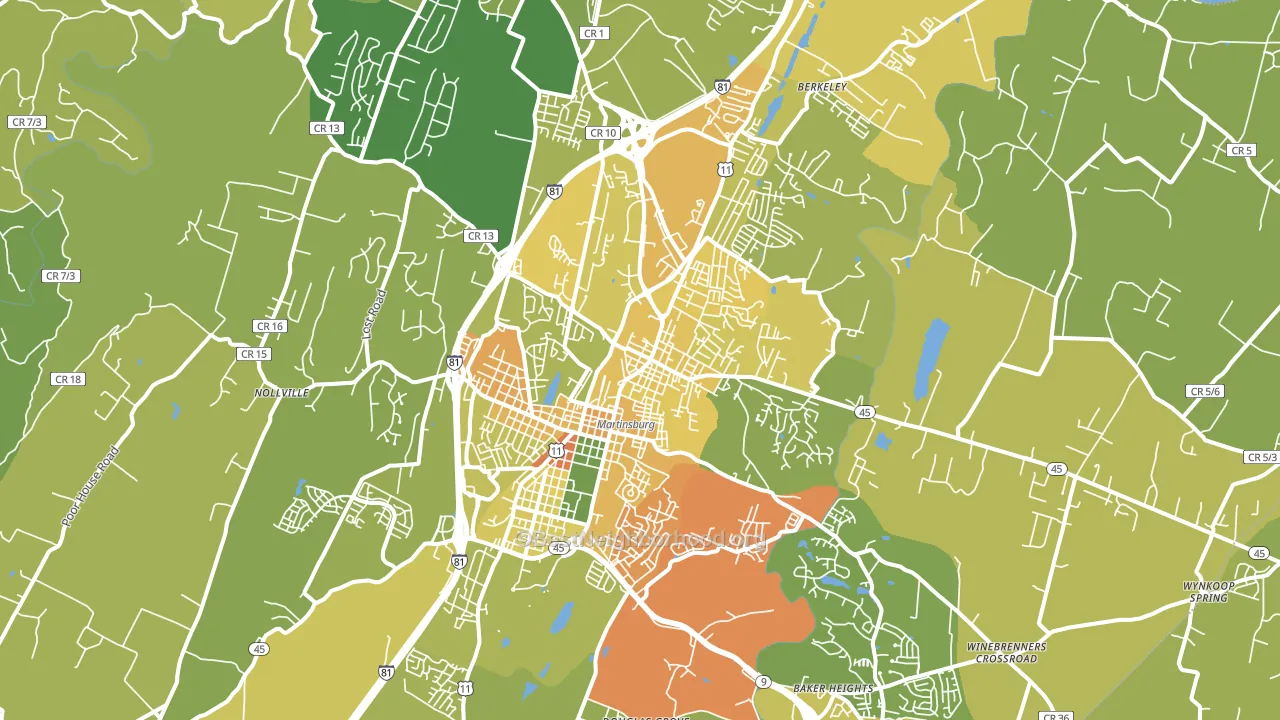 Martinsburg, WV block-group voter-turnout map