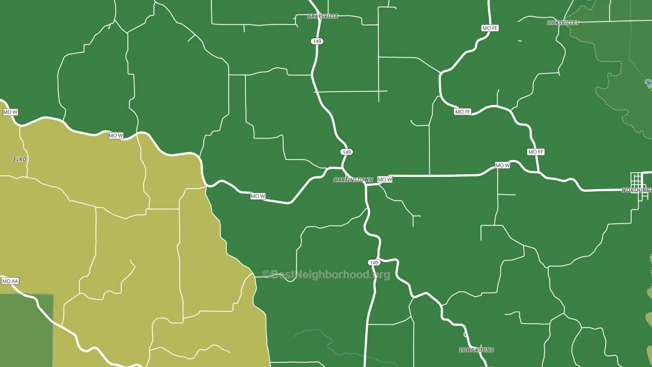 Martinstown, MO block-group voter-turnout map