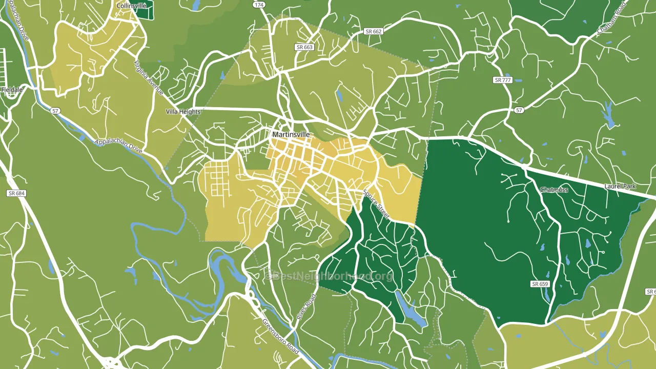 Martinsville City, VA block-group voter-turnout map