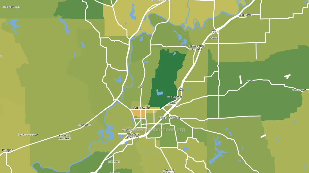 Martinsville, IN block-group voter-turnout map