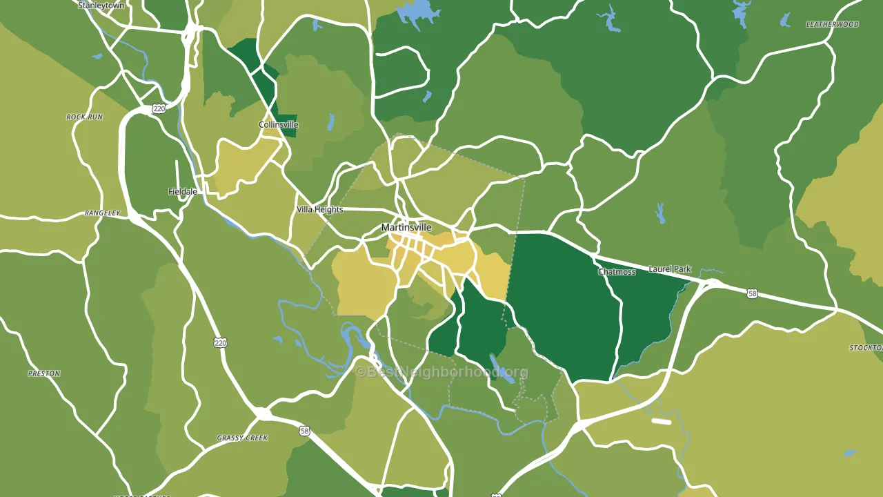 Martinsville, VA block-group voter-turnout map