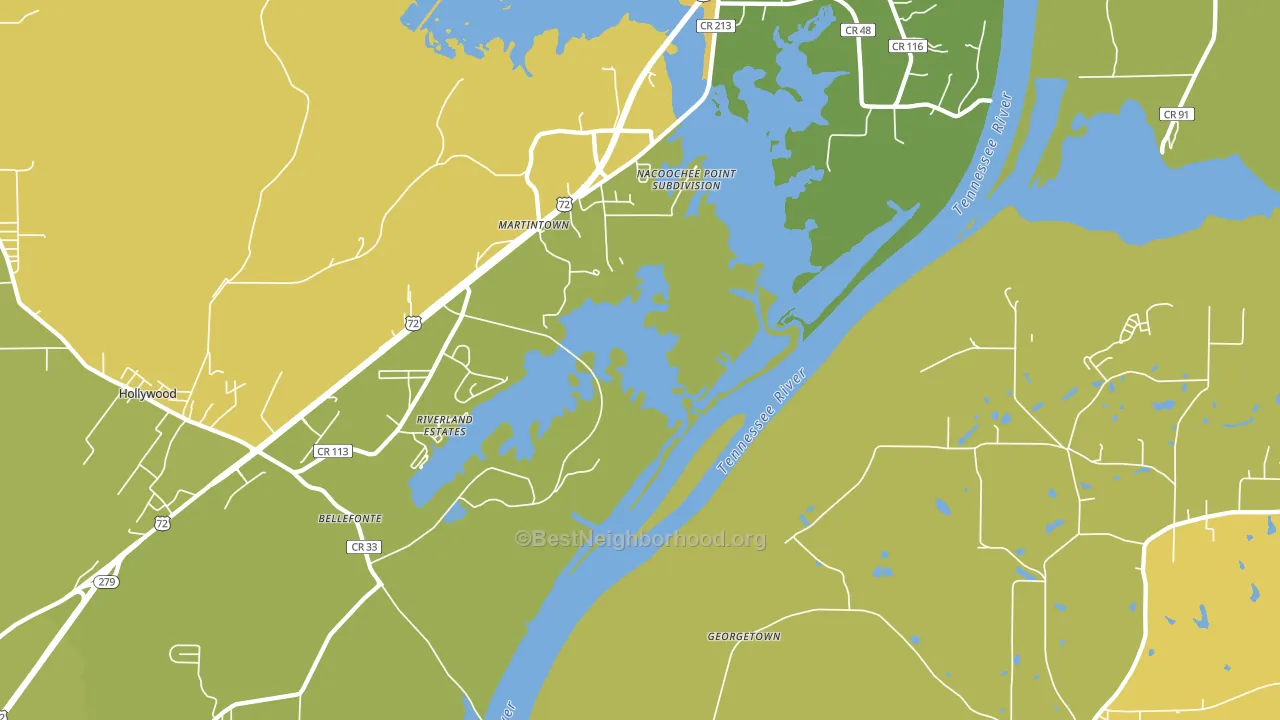 Martintown, AL block-group voter-turnout map