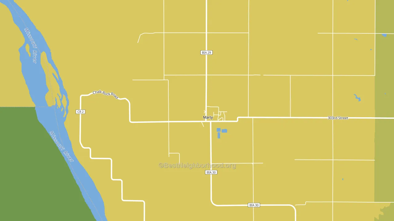 Marty, SD block-group voter-turnout map