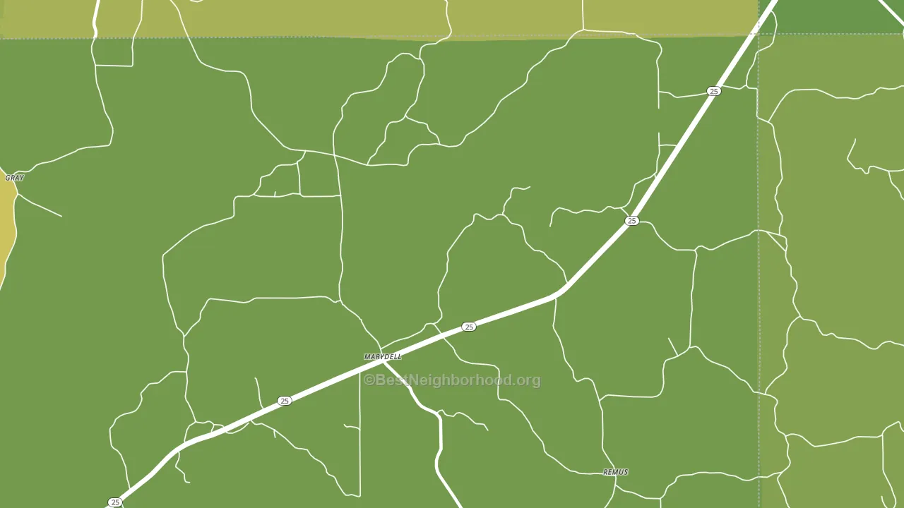 Marydell, MS block-group voter-turnout map