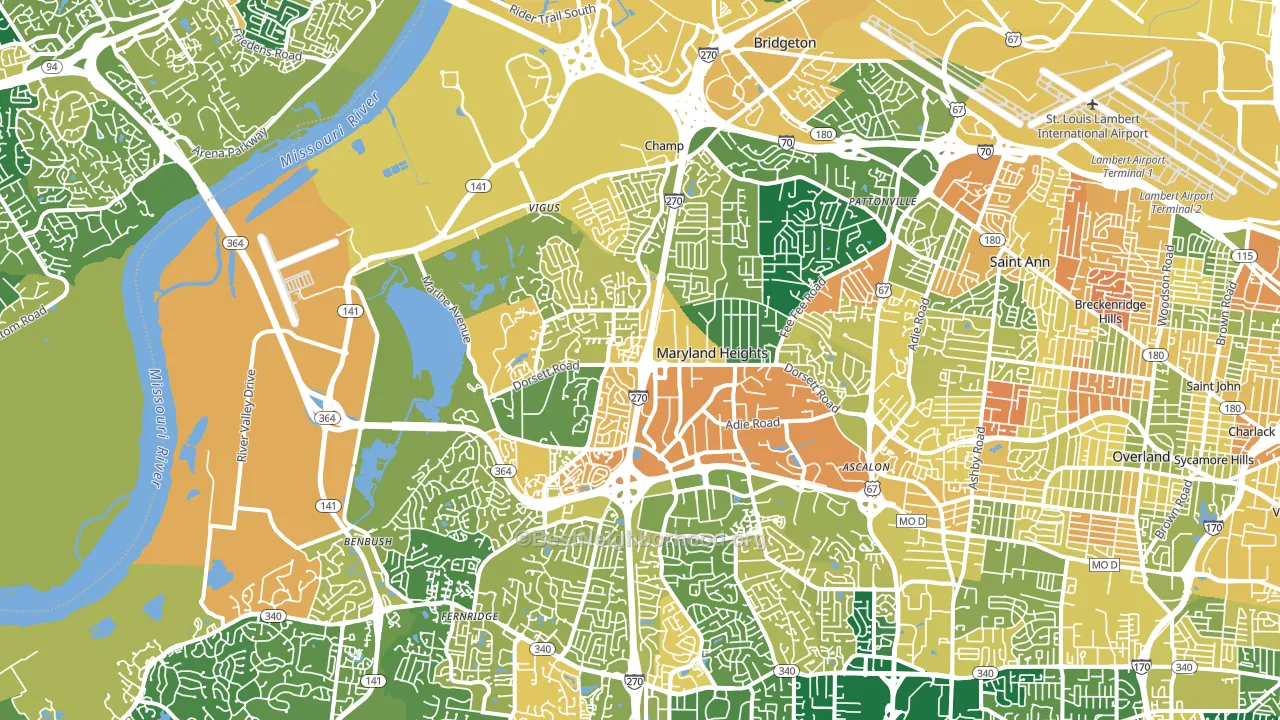 Maryland Heights, MO block-group voter-turnout map