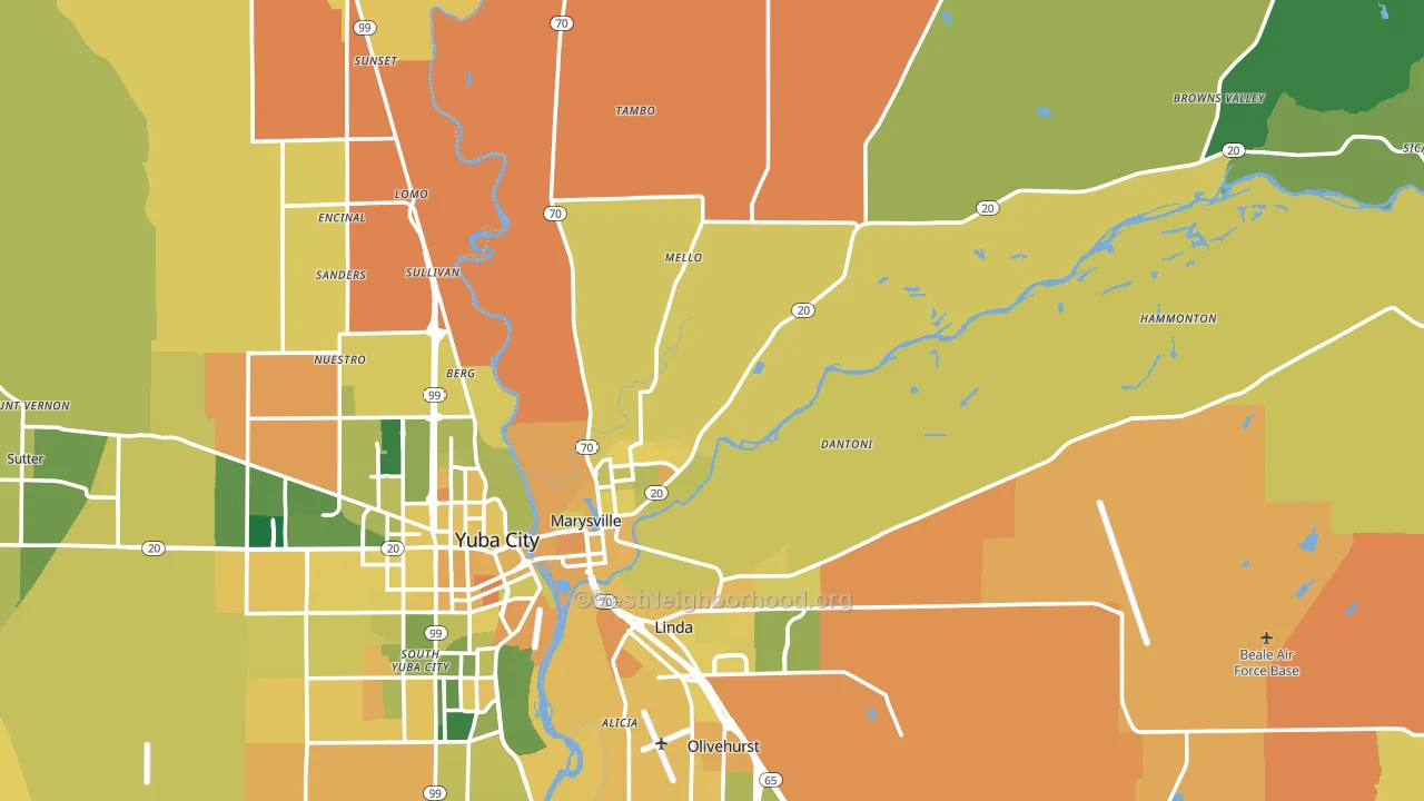 Marysville, CA block-group voter-turnout map