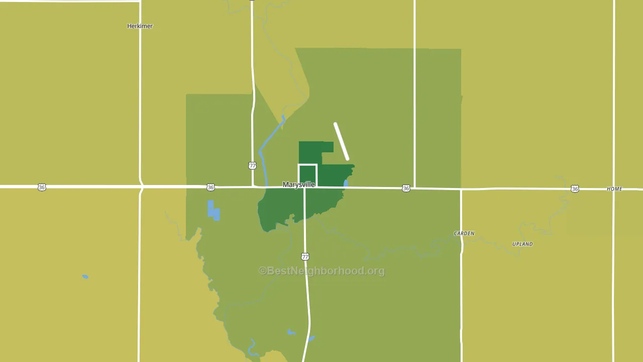 Marysville, KS block-group voter-turnout map