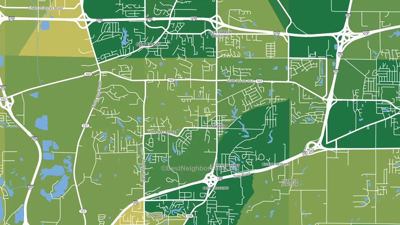 Maryville, IL block-group voter-turnout map