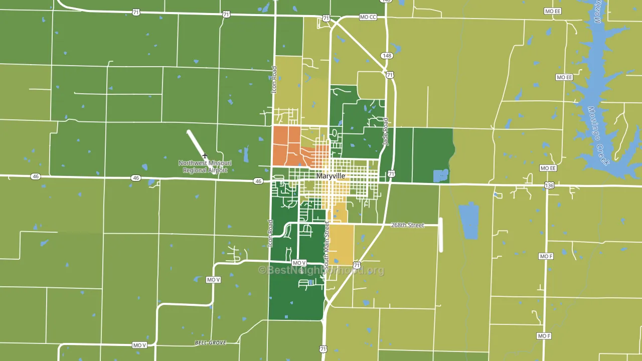 Maryville, MO block-group voter-turnout map