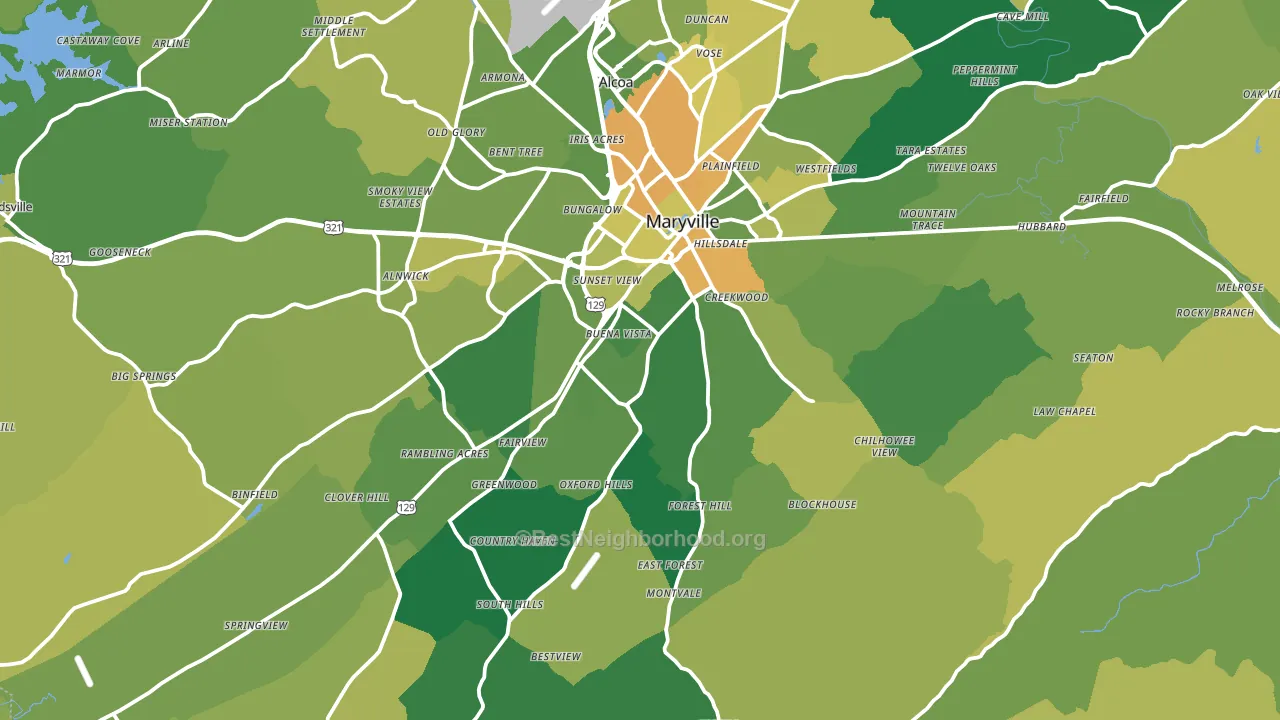 Maryville, TN block-group voter-turnout map