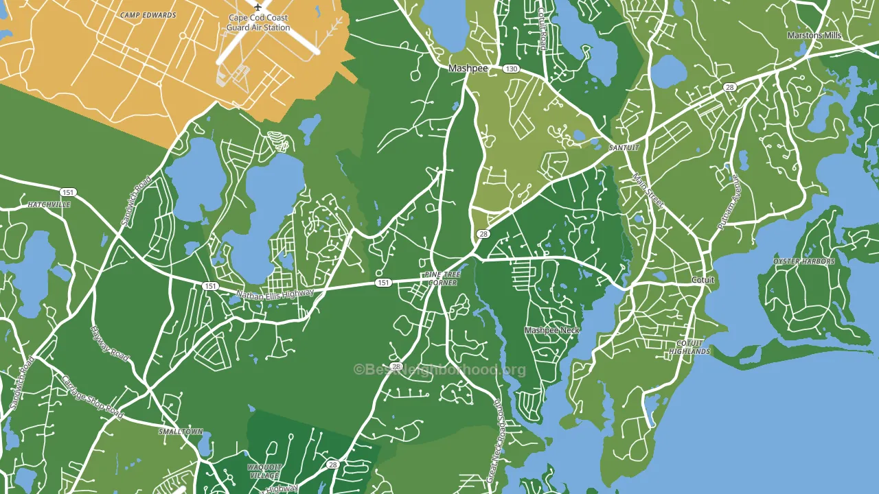 Mashpee, MA block-group voter-turnout map