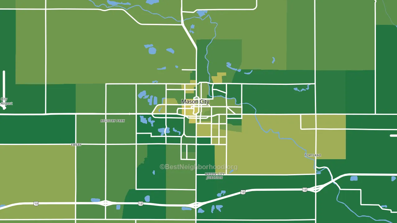 Mason City, IA block-group voter-turnout map
