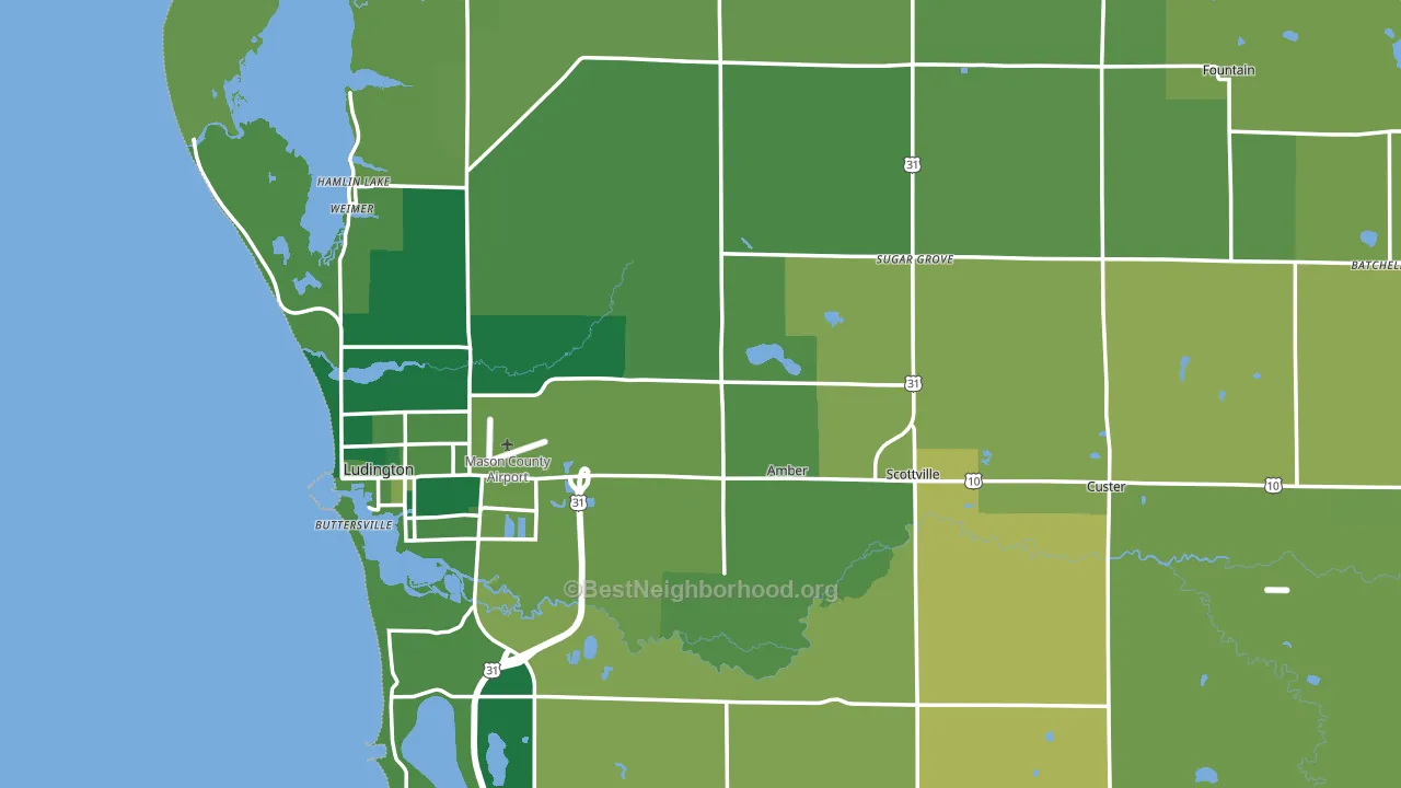 Mason County, MI block-group voter-turnout map