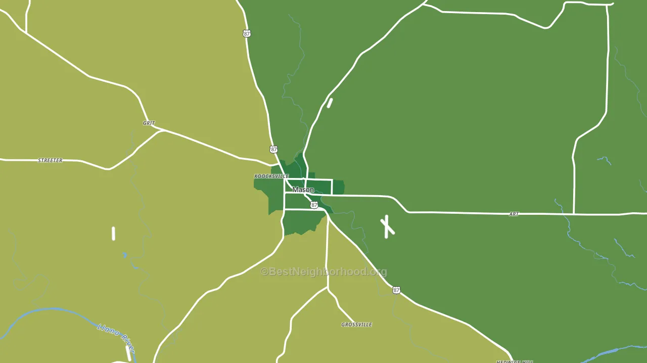 Mason County, TX block-group voter-turnout map
