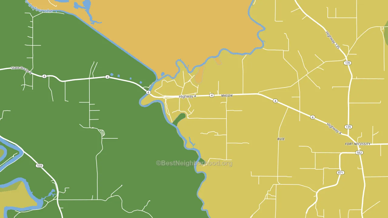 Mason, LA block-group voter-turnout map