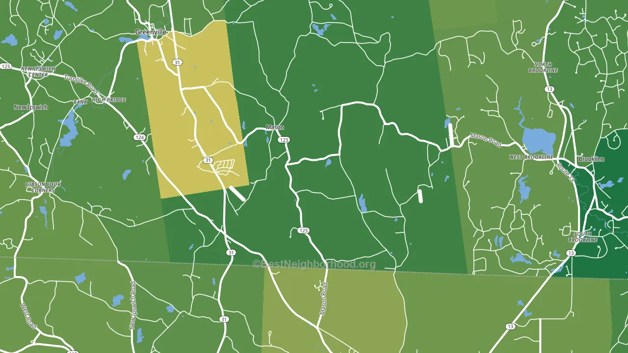 Mason, NH block-group voter-turnout map