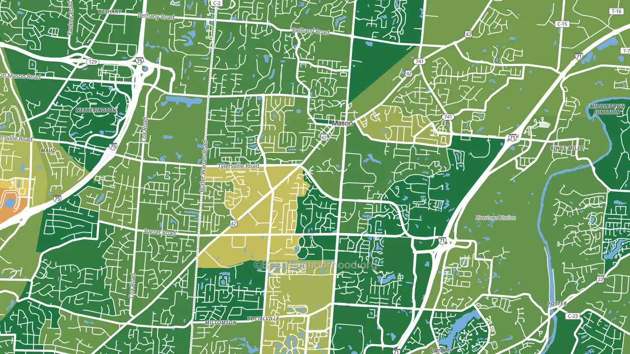 Mason, OH block-group voter-turnout map
