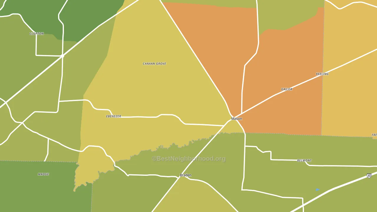 Mason, TN block-group voter-turnout map