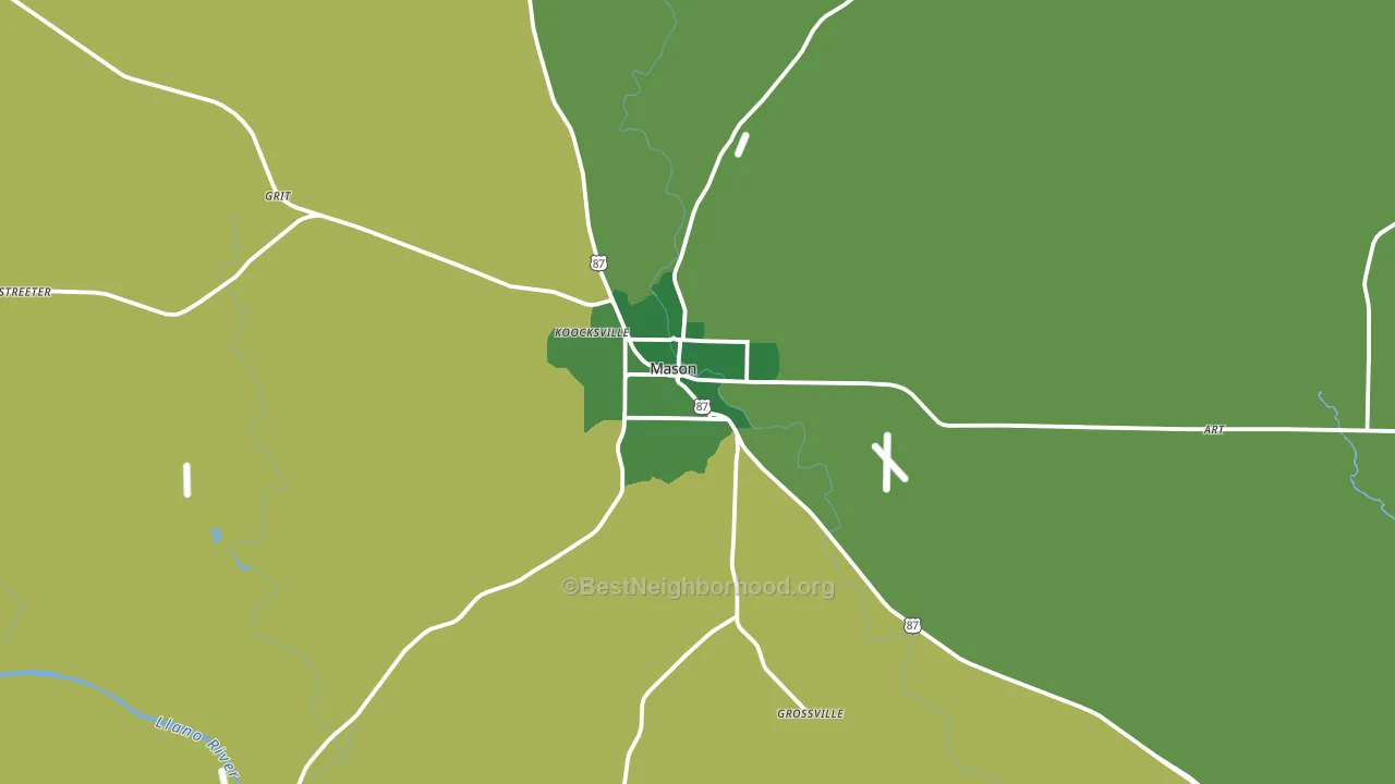 Mason, TX block-group voter-turnout map