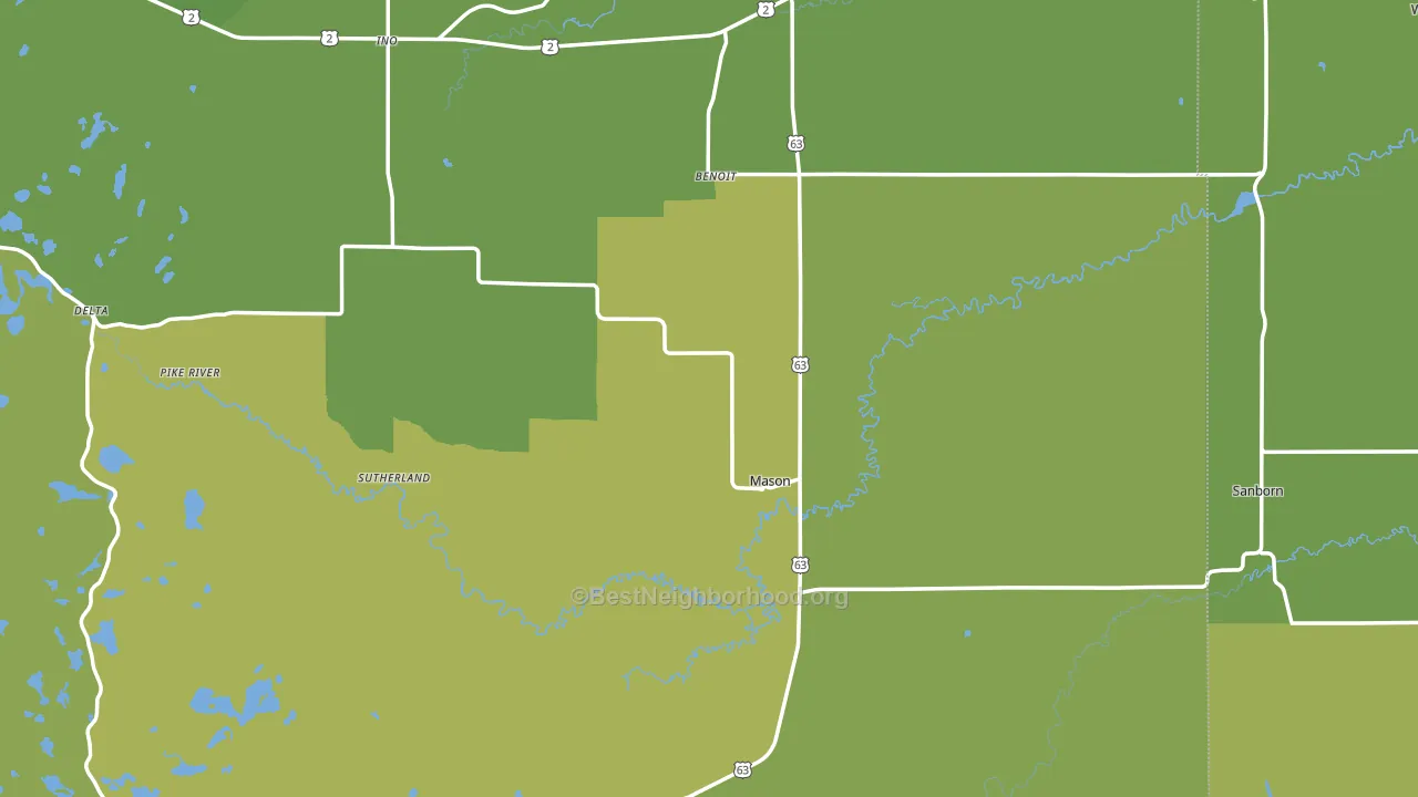 Mason, WI block-group voter-turnout map