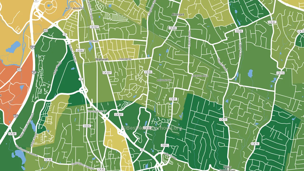 Masonicus, Mahwah, NJ block-group voter-turnout map