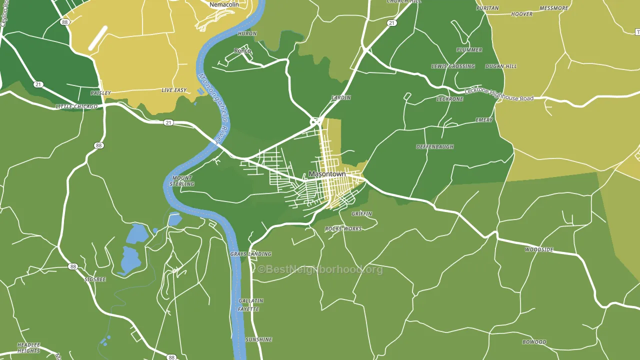Masontown, PA block-group voter-turnout map