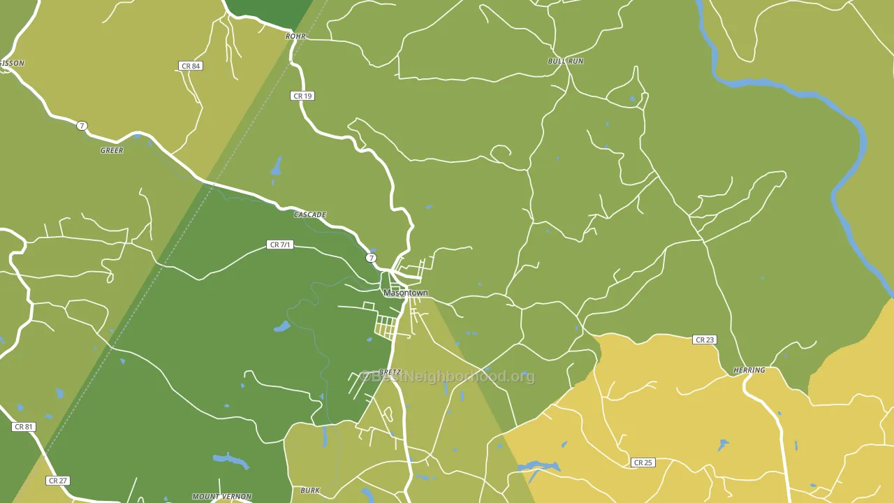 Masontown, WV block-group voter-turnout map