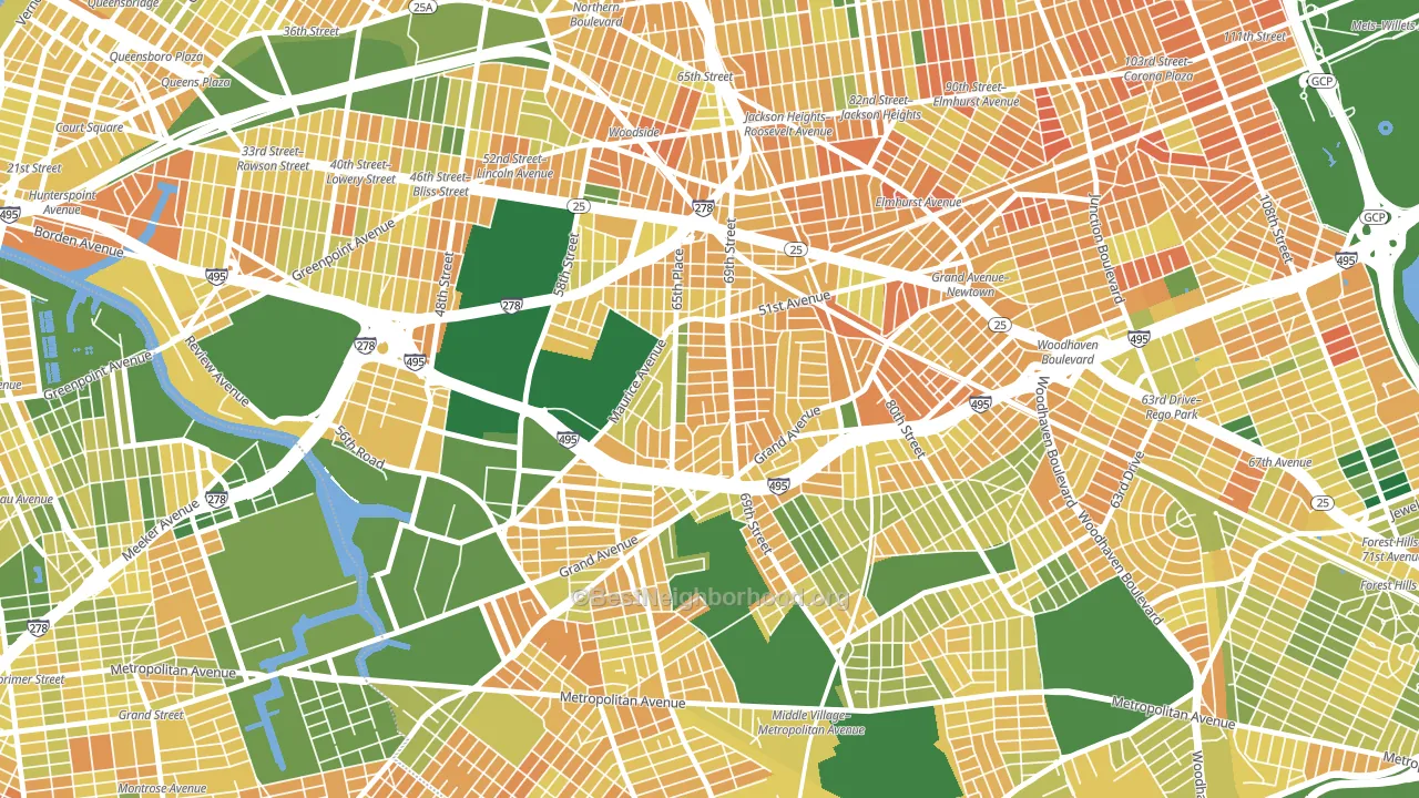 Maspeth, Queens, NY block-group voter-turnout map