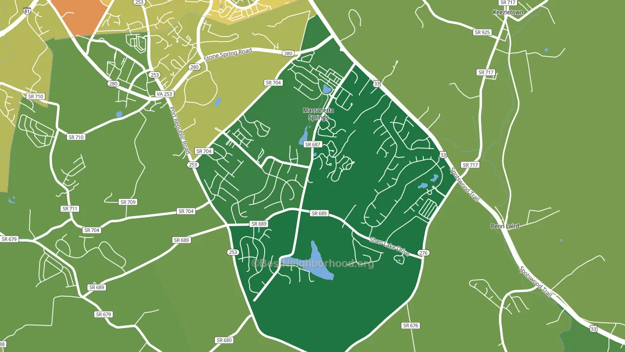 Massanetta Springs, VA block-group voter-turnout map