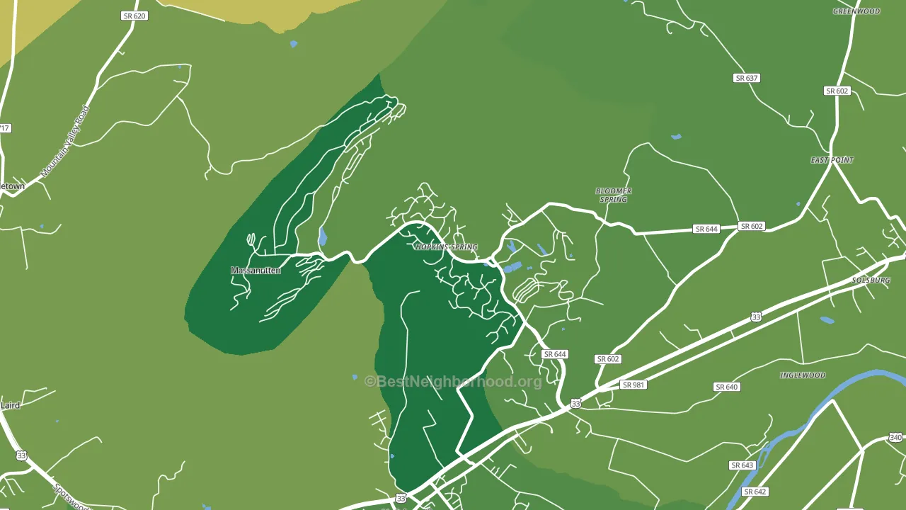 Massanutten, VA block-group voter-turnout map