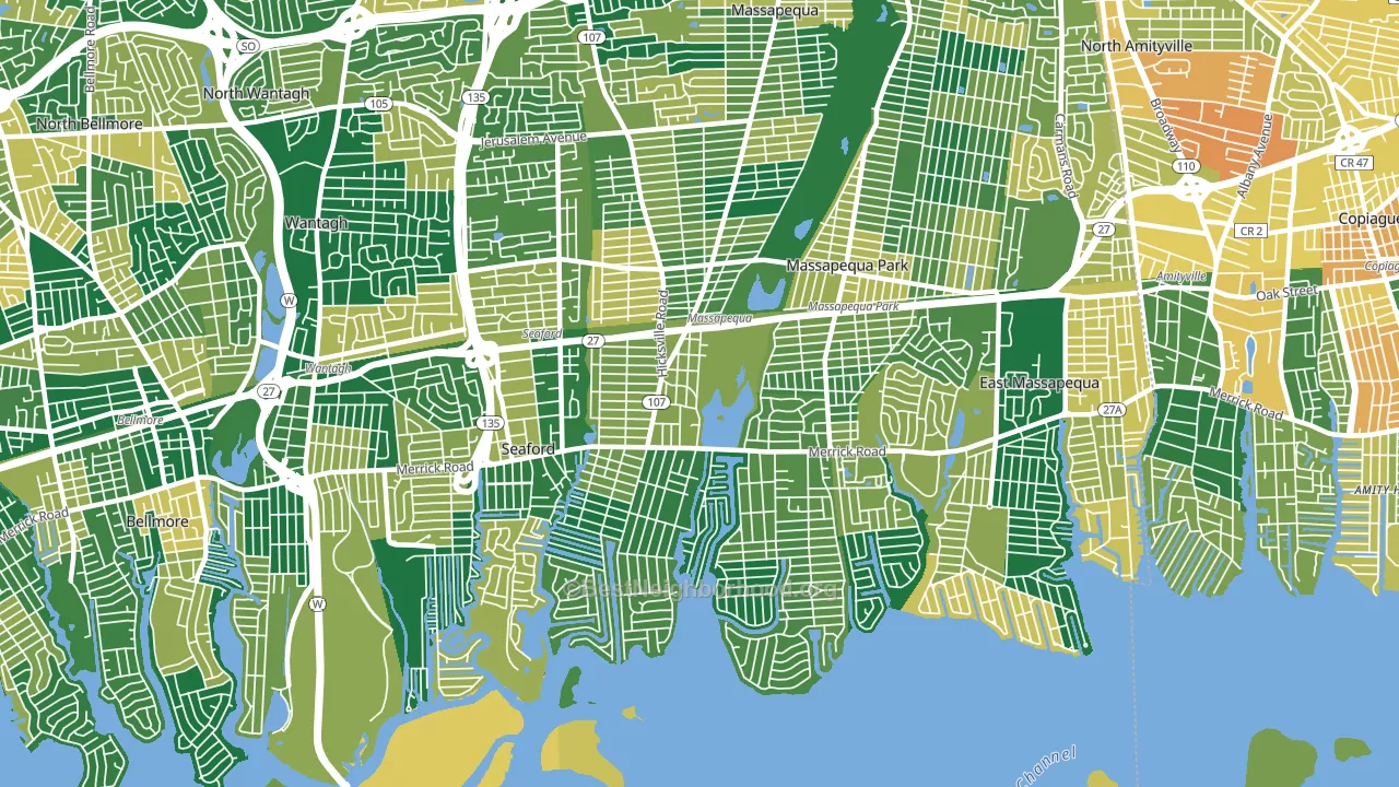 Massapequa, NY block-group voter-turnout map