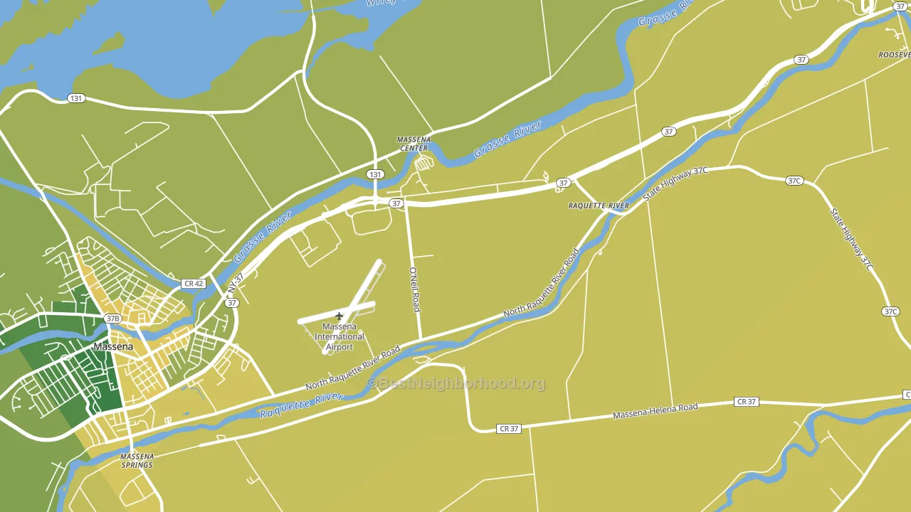 Massena Center, NY block-group voter-turnout map