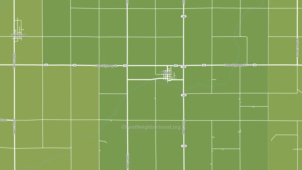 Massena, IA block-group voter-turnout map