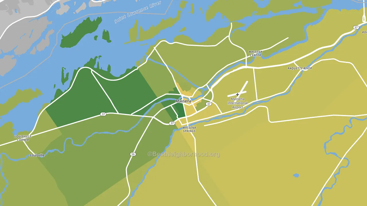 Massena, NY block-group voter-turnout map