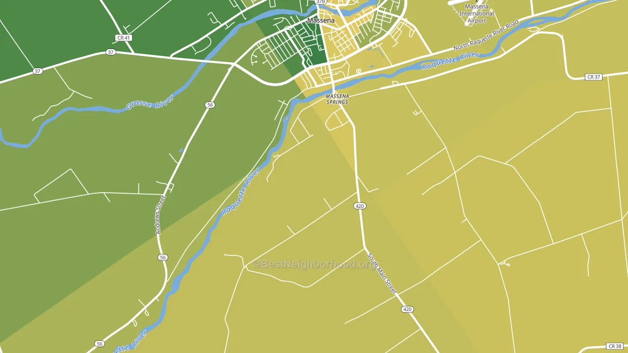 Massena Springs, NY block-group voter-turnout map