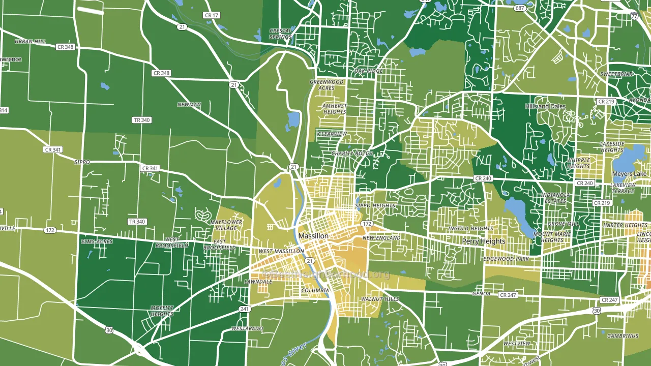 Massillon, OH block-group voter-turnout map