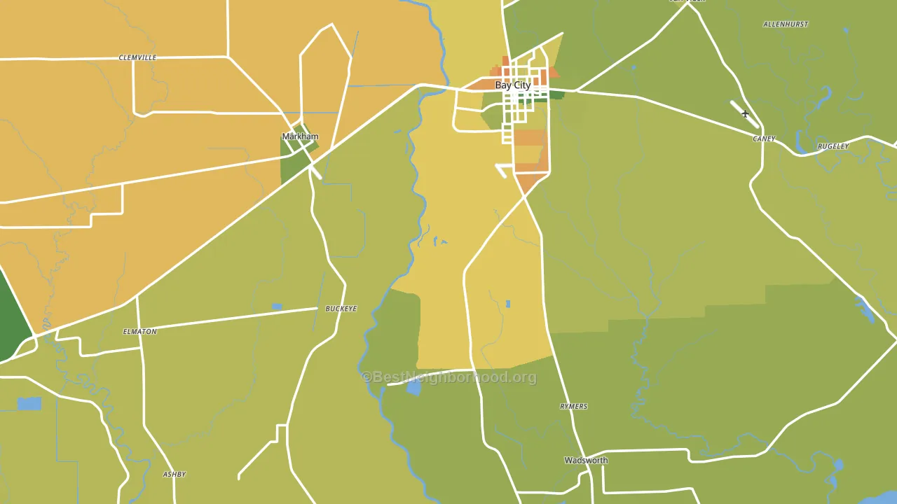 Matagorda County, TX block-group voter-turnout map