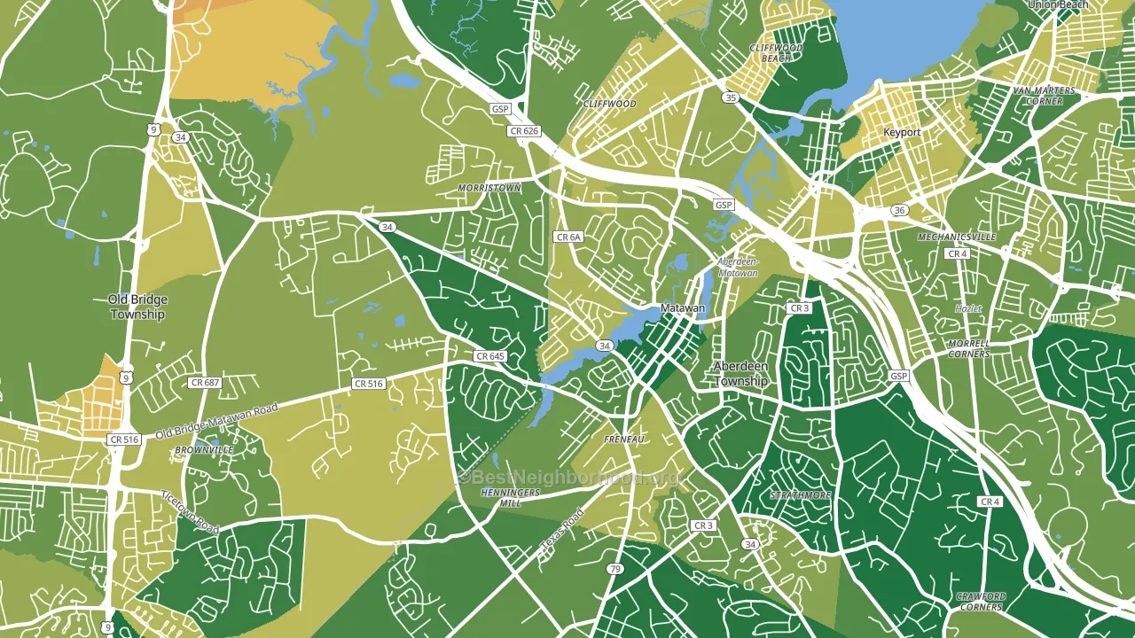 Matawan, NJ block-group voter-turnout map