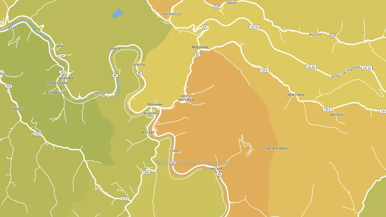Matewan, WV block-group voter-turnout map