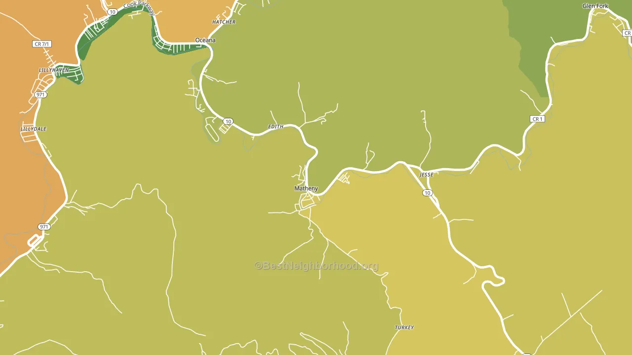 Matheny, WV block-group voter-turnout map