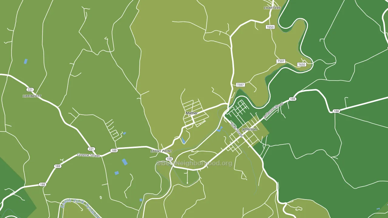Mather, PA block-group voter-turnout map