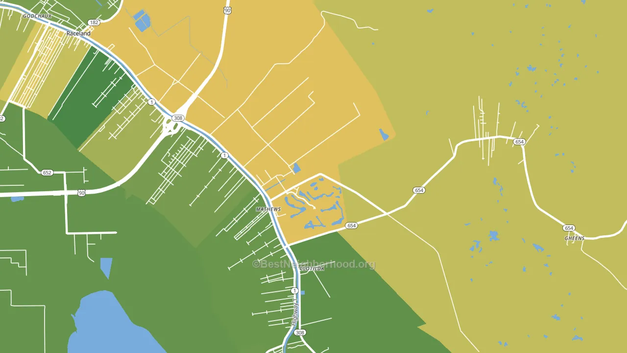 Mathews, LA block-group voter-turnout map